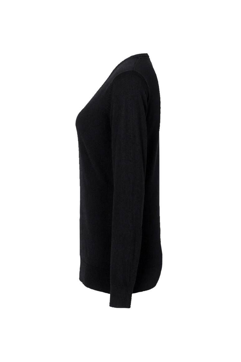 HAKRO Damen V-Pullover Merino-Wolle schwarz, M