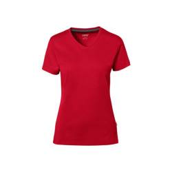Hakro Damen-V-Shirt Cotton-Tec 169-02 rot Gr. XS