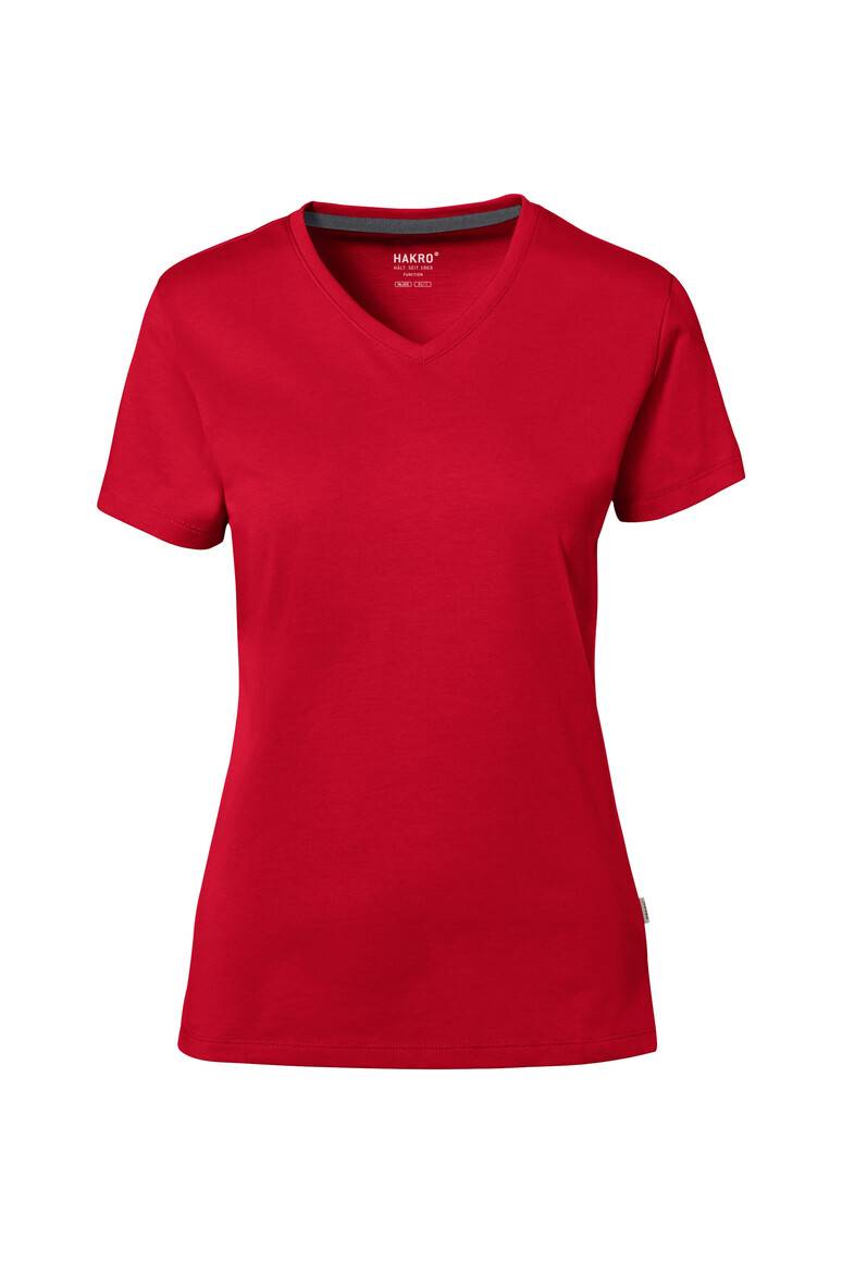 Hakro Damen-V-Shirt Cotton-Tec 169-02 rot Gr. S