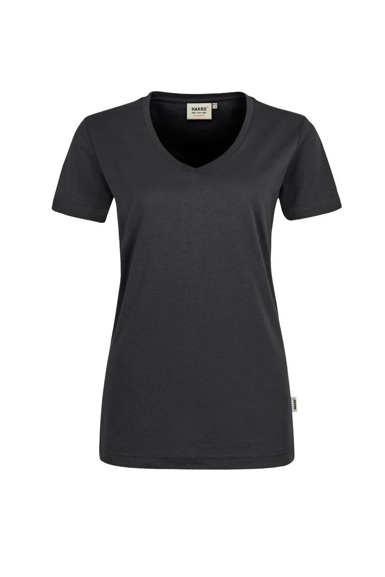 HAKRO Damen V-Shirt MIKRALINAR® karbongrau, S