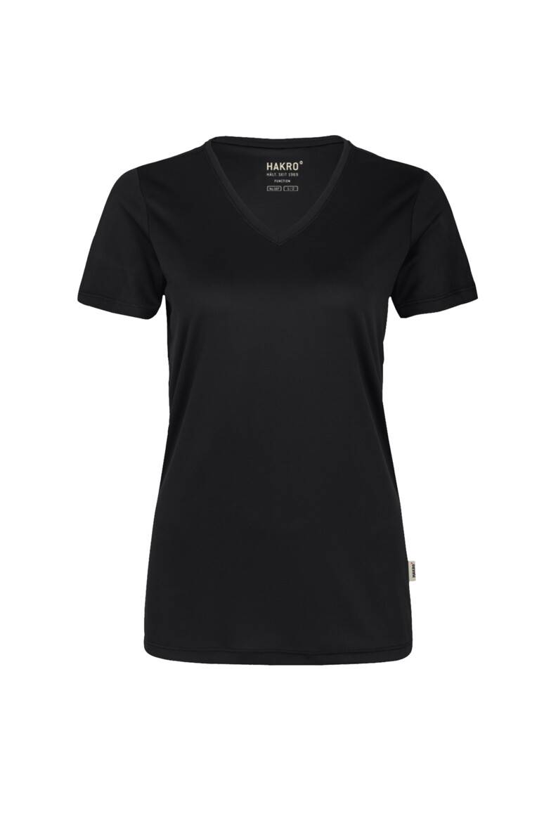 HAKRO Damen V-Shirt COOLMAX® schwarz, 2XL