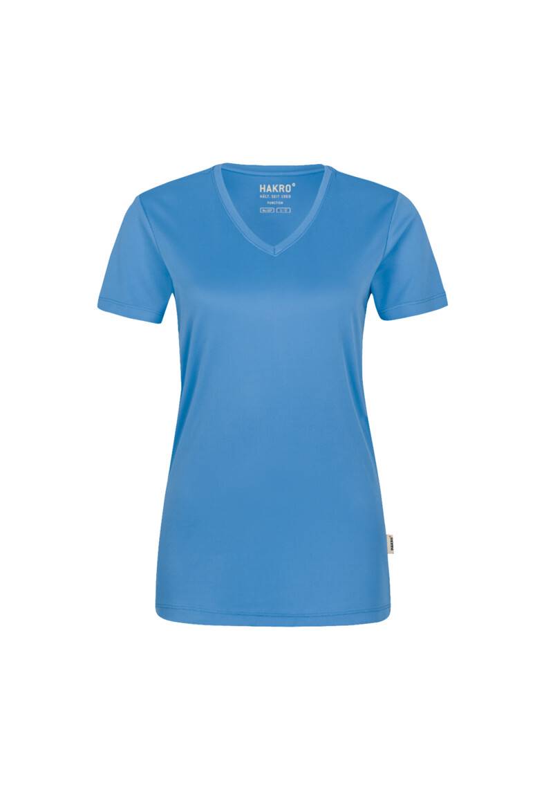 HAKRO Damen V-Shirt COOLMAX® malibublau, 2XL