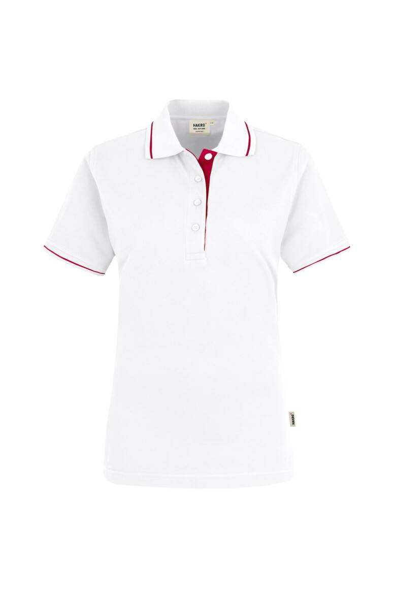 HAKRO Damen Poloshirt Casual weiß/rot, XL