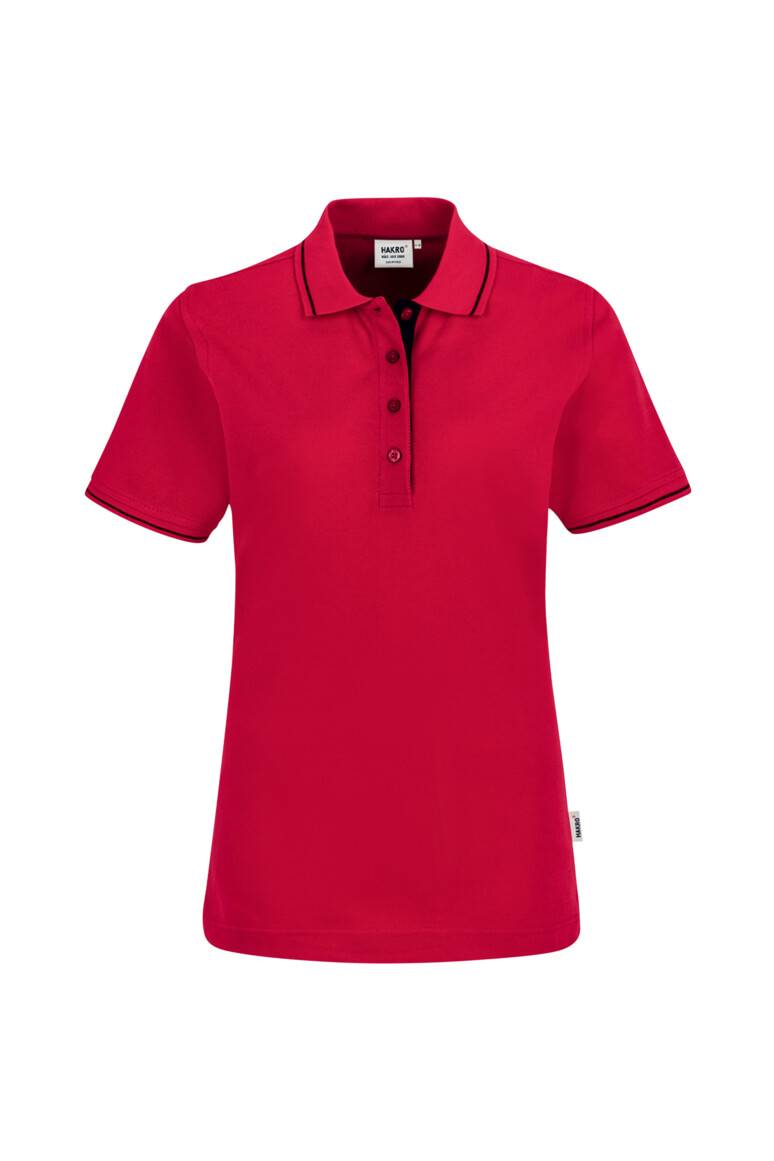 HAKRO Damen Poloshirt Casual rot/schwarz, 3XL