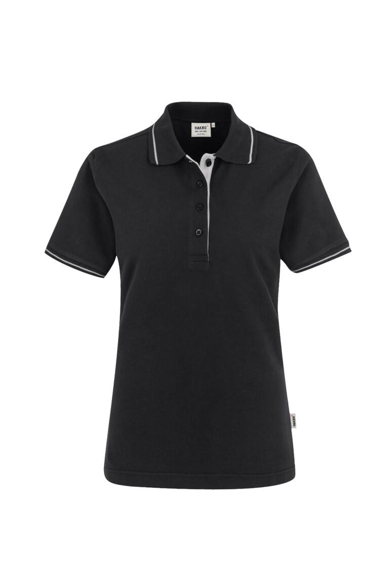HAKRO Damen Poloshirt Casual schwarz/silber, XL