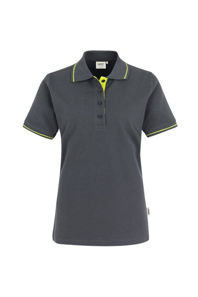 HAKRO Damen Poloshirt Casual anthrazit/kiwi, S
