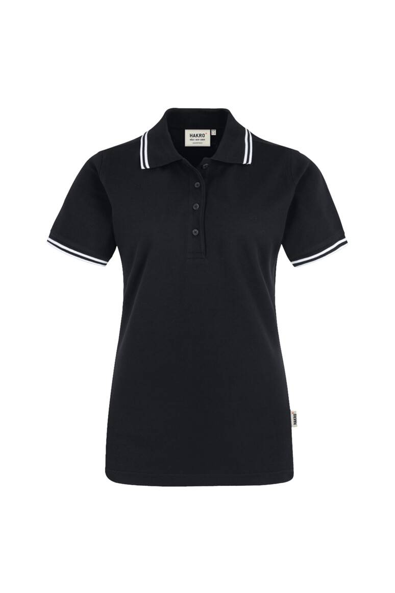 HAKRO Damen Poloshirt Twin-Stripe schwarz/weiß, M