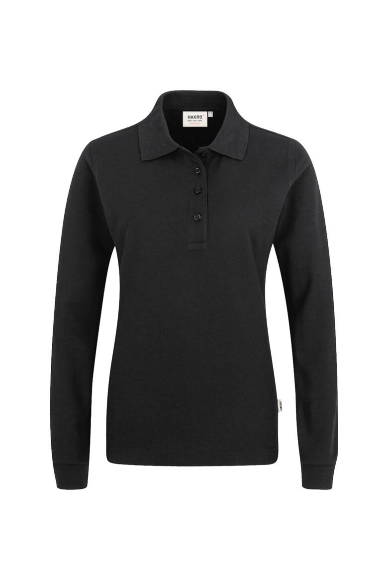 HAKRO Damen Longsleeve-Poloshirt MIKRALINAR® schwarz, M