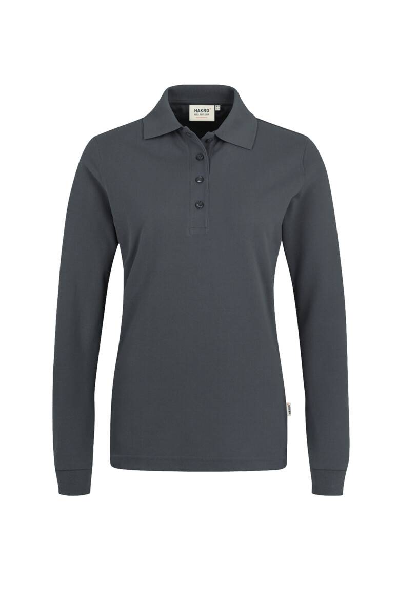 HAKRO Damen Longsleeve-Poloshirt MIKRALINAR® anthrazit, M