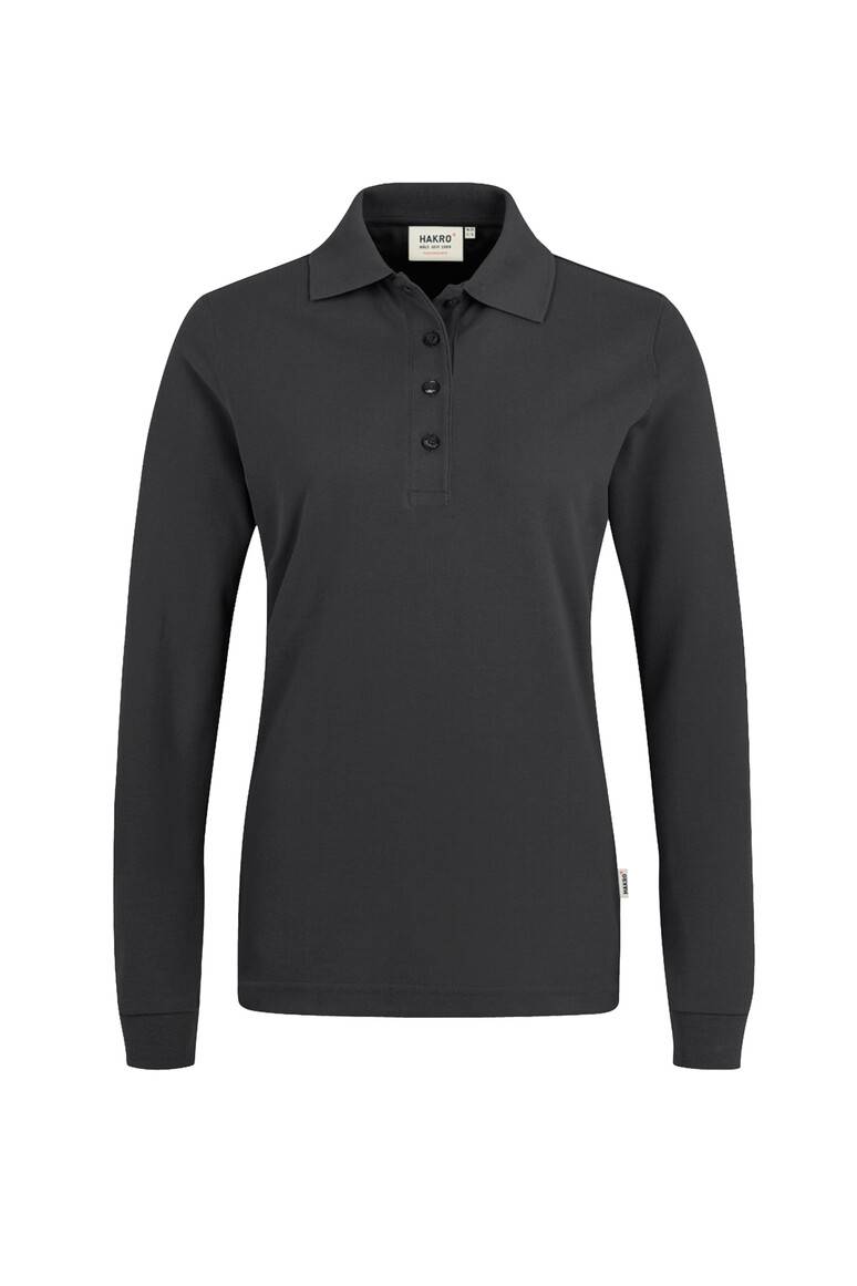 HAKRO Damen Longsleeve-Poloshirt MIKRALINAR® karbongrau, XL