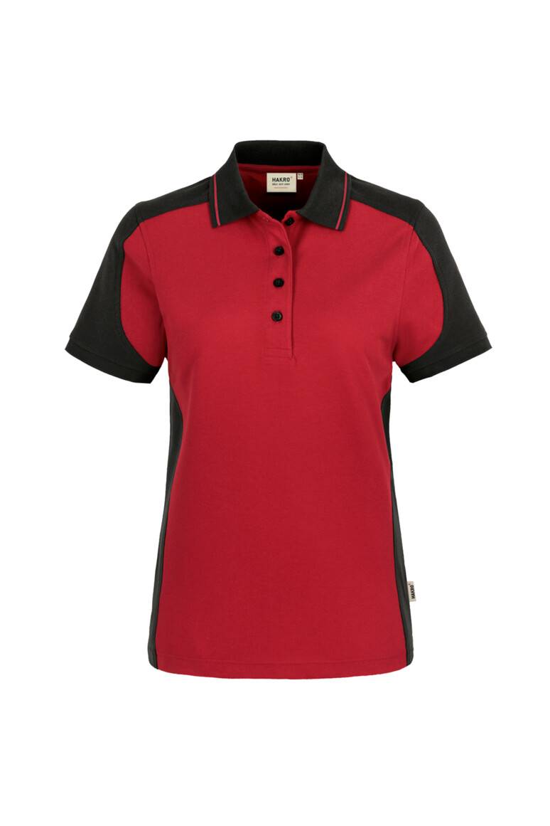 HAKRO Damen Poloshirt Contrast MIKRALINAR® rot/anthrazit, M