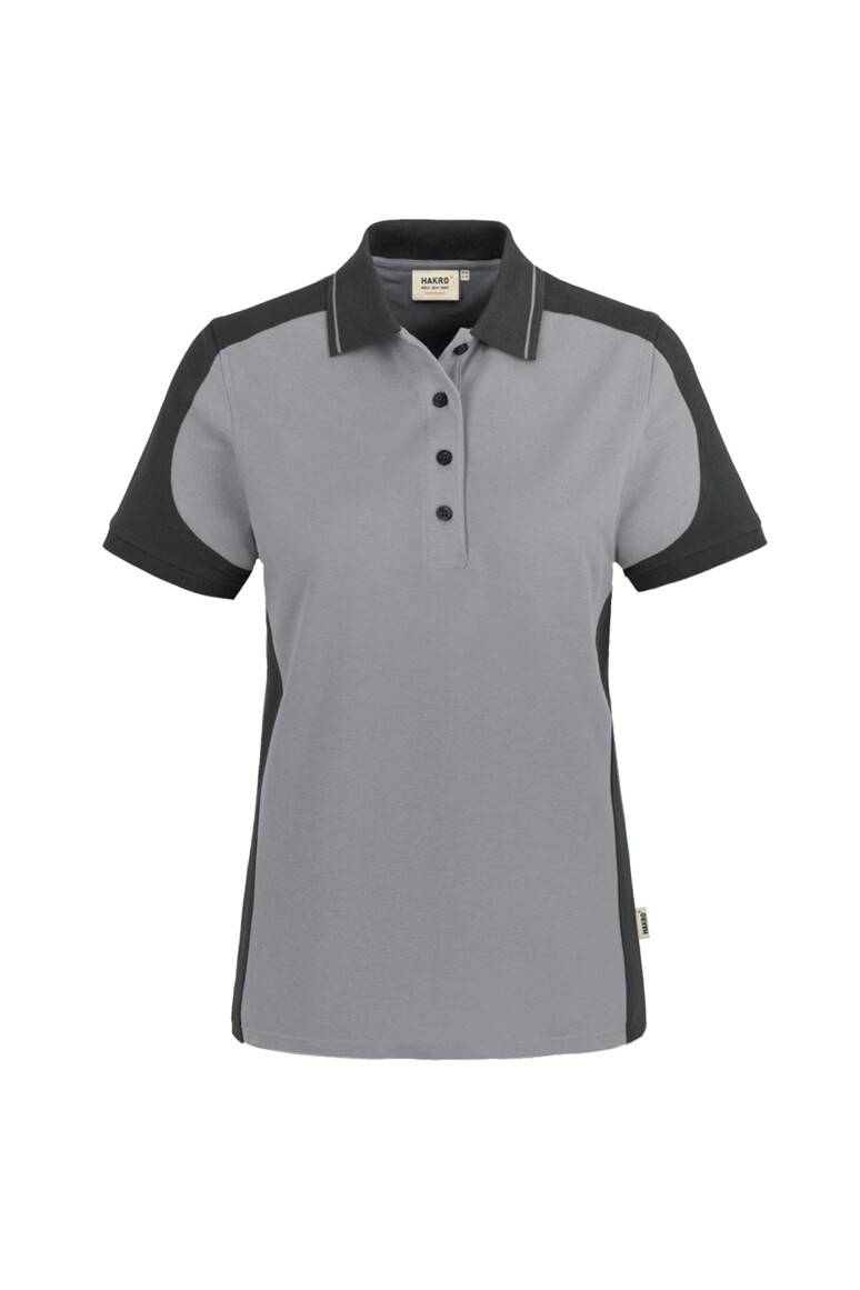 HAKRO Damen Poloshirt Contrast MIKRALINAR® titan/anthrazit, 2XL