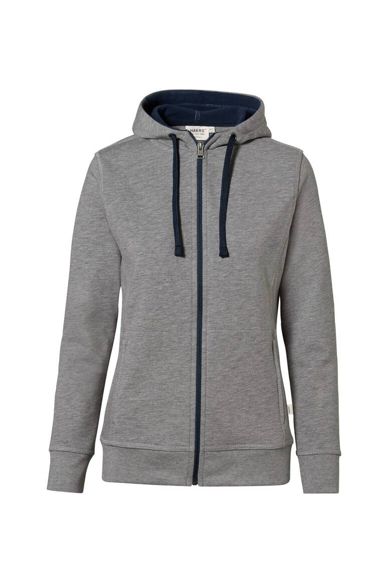 HAKRO Damen Kapuzenjacke Bonded grau meliert/tinte, M