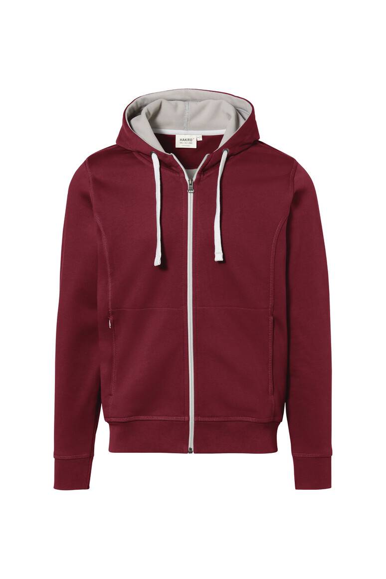 HAKRO Kapuzenjacke Bonded weinrot/silber, M