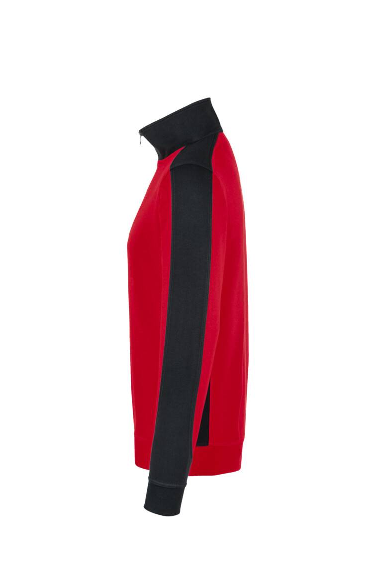 HAKRO Zip-Sweatshirt Contrast MIKRALINAR® rot/anthrazit, 2XL