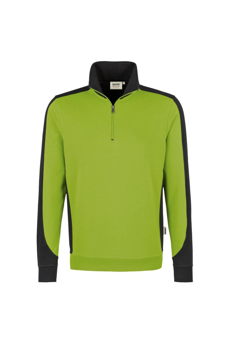 HAKRO Zip-Sweatshirt Contrast MIKRALINAR® kiwi/anthrazit, 5XL