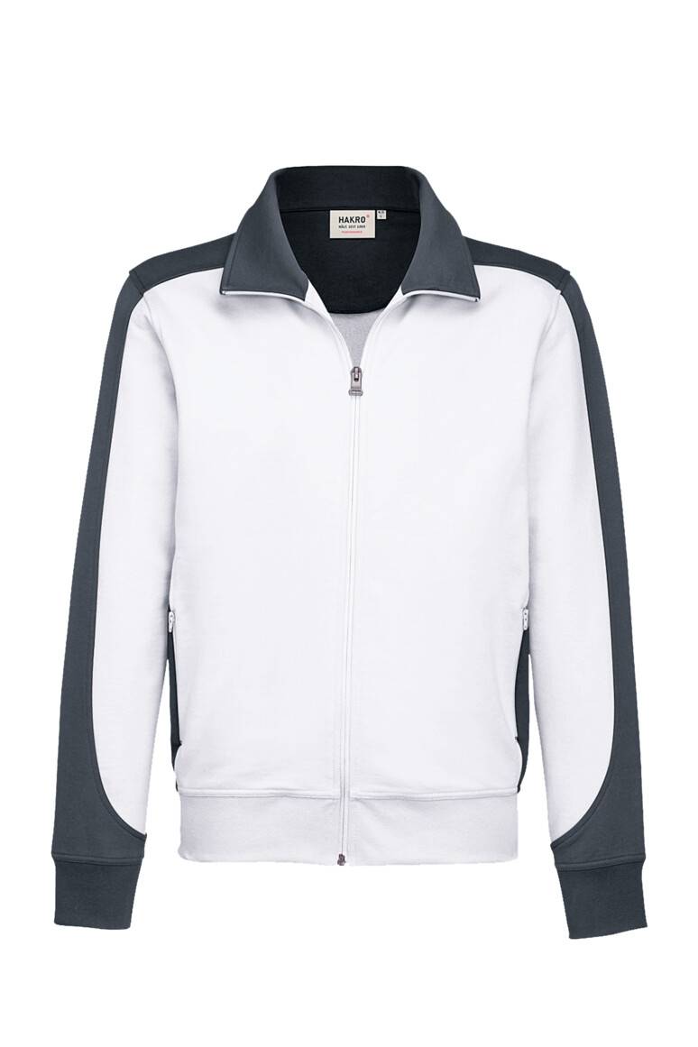 Hakro Sweatjacke Contrast Performance 477-01 Weiß Gr. 2XL