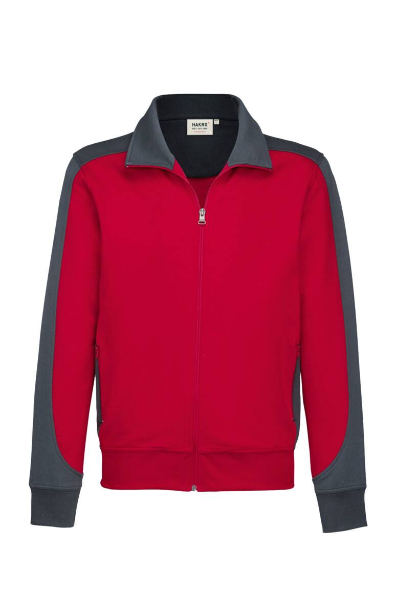Hakro Sweatjacke Contrast Performance 477-02 Rot Gr. 3XL