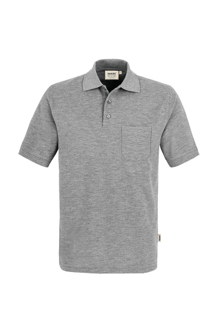 HAKRO Pocket-Poloshirt Top grau meliert, S