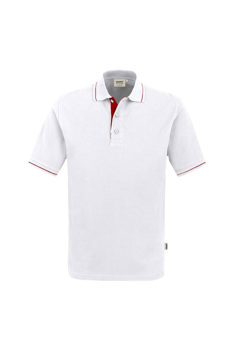 HAKRO Poloshirt Casual weiß/rot, XS
