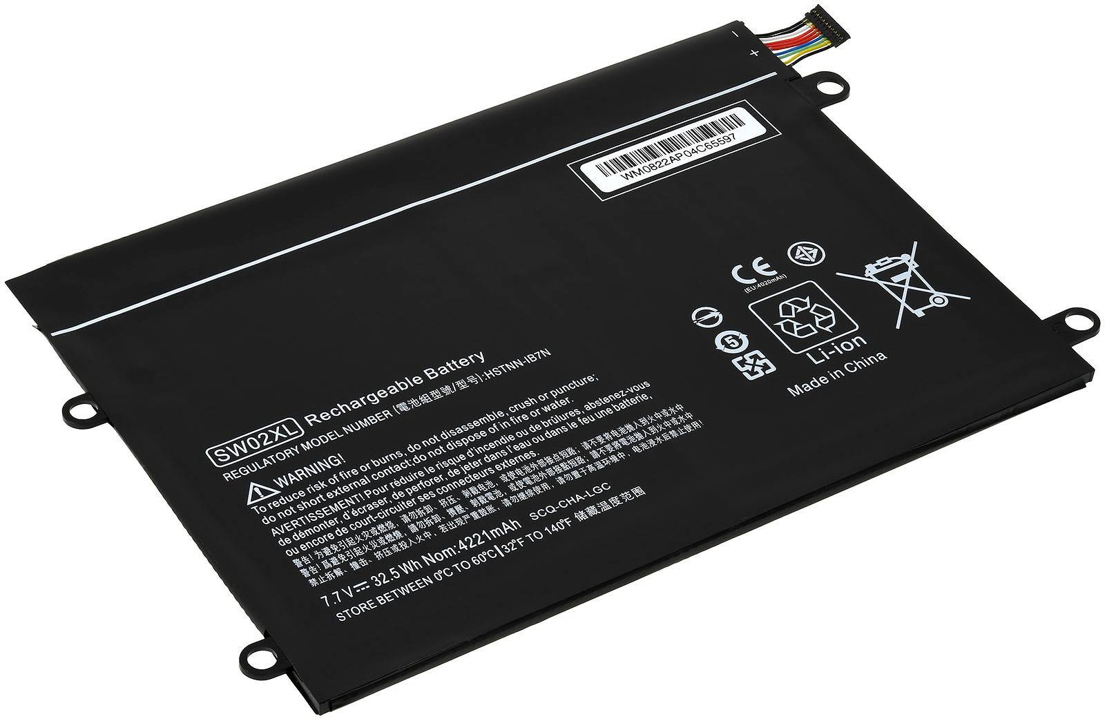 Powery Akku passend für Laptop HP X2 10-P010NZ, x2 210 G2 (L5H41EA), Typ SW02XL, 7,7V, Li-Polymer