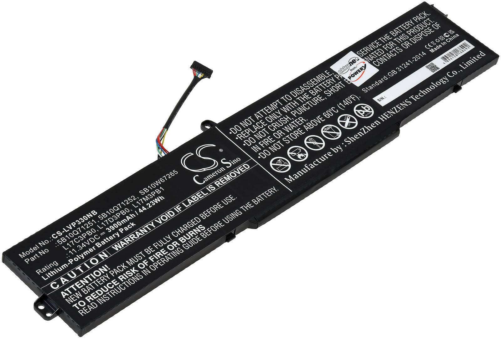 Powery Akku für Laptop Lenovo IdeaPad 330-15ICH(81FK003XM), 11,34V, Li-Polymer