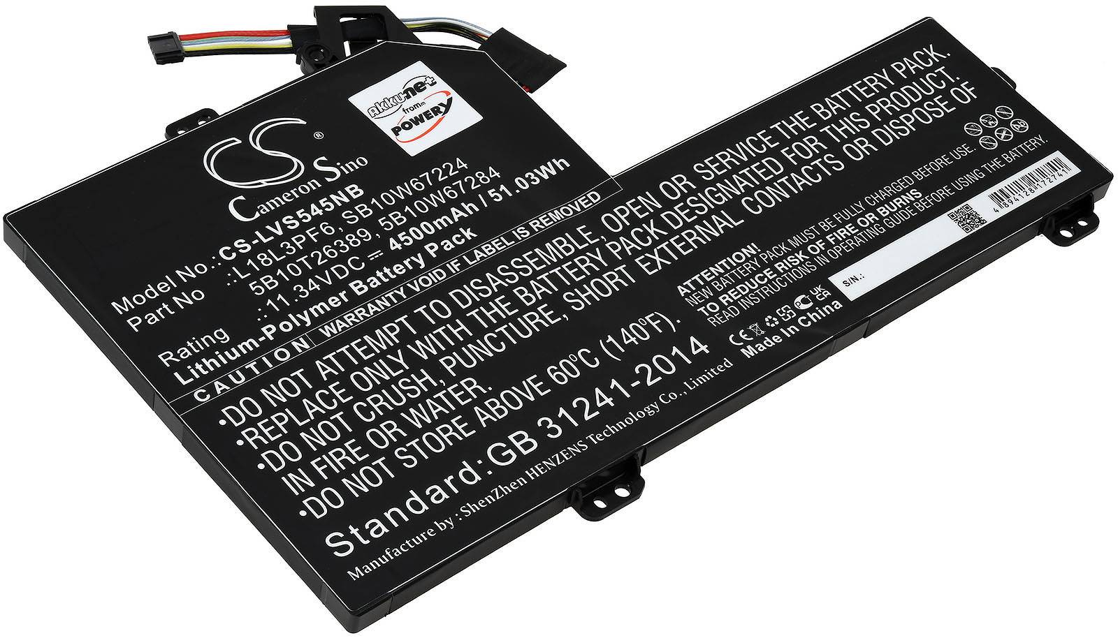 Powery Akku kompatibel mit Lenovo Typ 5B10T26389, 11,34V, Li-Polymer