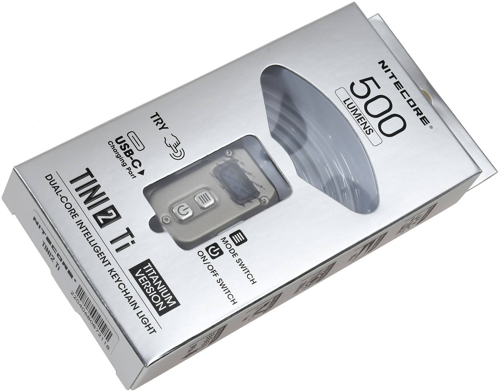 Nitecore TINI 2 Titanium LED-Schlüsselanhänger-Taschenlampe, TITAN, 500 Lumen, Li-Ion