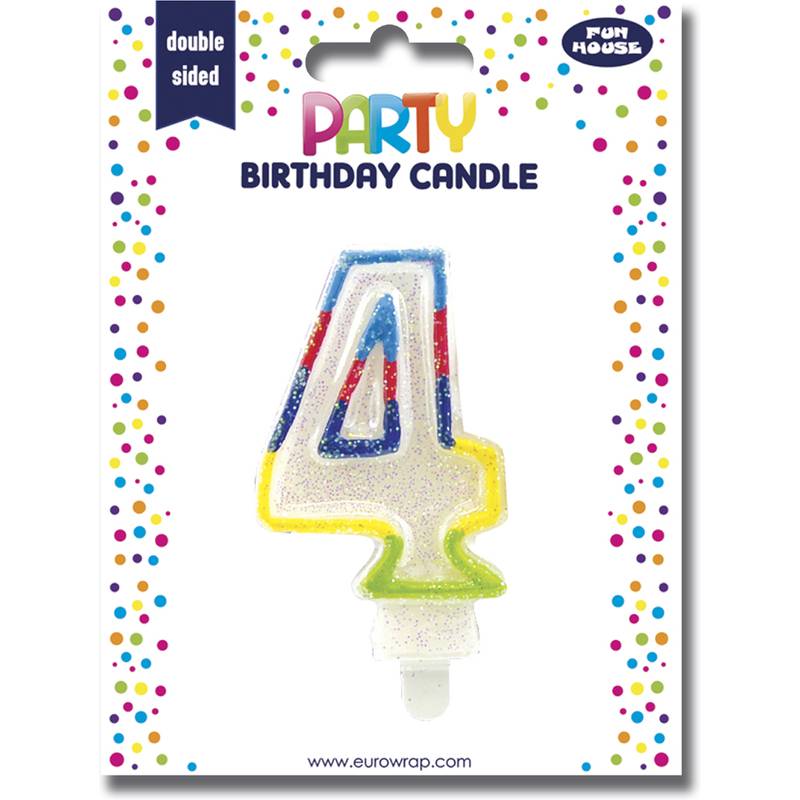 Clairefontaine Zahlenkerze "Glitter", Ziffer: 4