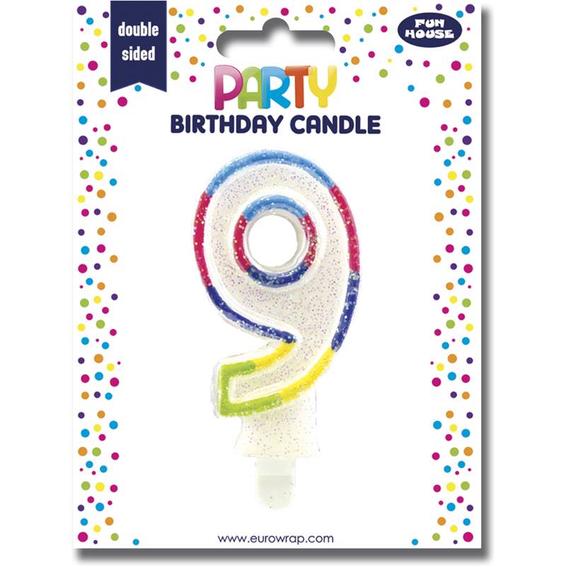 Clairefontaine Zahlenkerze "Glitter", Ziffer: 9