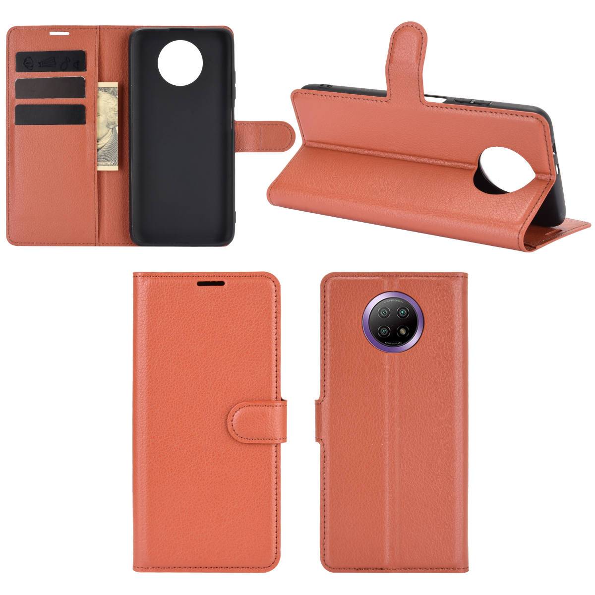 Für Xiaomi Redmi Note 9T 5G Handy Tasche Wallet Premium Braun Schutz Hülle Case Cover Etuis Neu Zubehör