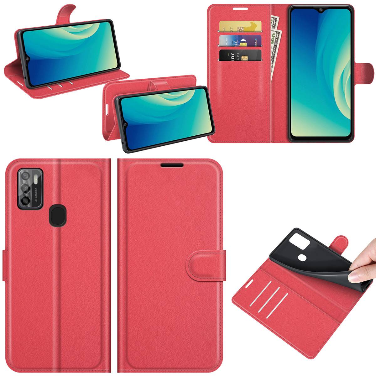 Für ZTE Blade A7s 2020 Handy Tasche Wallet Premium Rot Schutz Hülle Case Cover Etuis Neu Zubehör