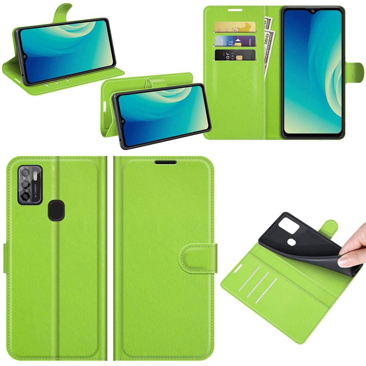 Für ZTE Blade A7s 2020 Handy Tasche Wallet Premium Grün Schutz Hülle Case Cover Etuis Neu Zubehör