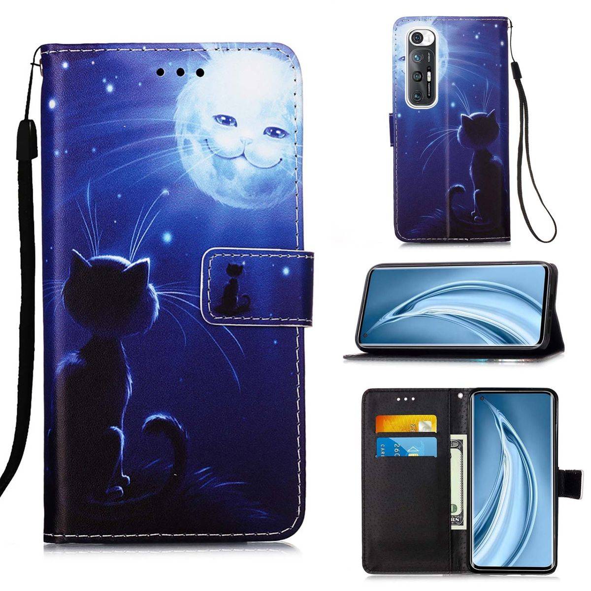 Für Xiaomi Mi 10S Kunstleder Handy Tasche Book Motiv 1 Schutz Hülle Case Cover Etui Neu