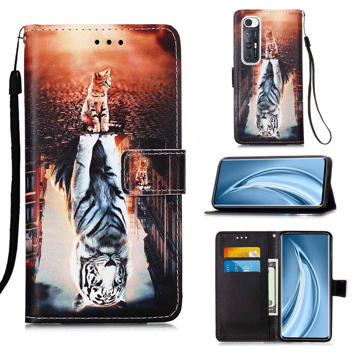 Für Xiaomi Mi 10S Kunstleder Handy Tasche Book Motiv 5 Schutz Hülle Case Cover Etui Neu