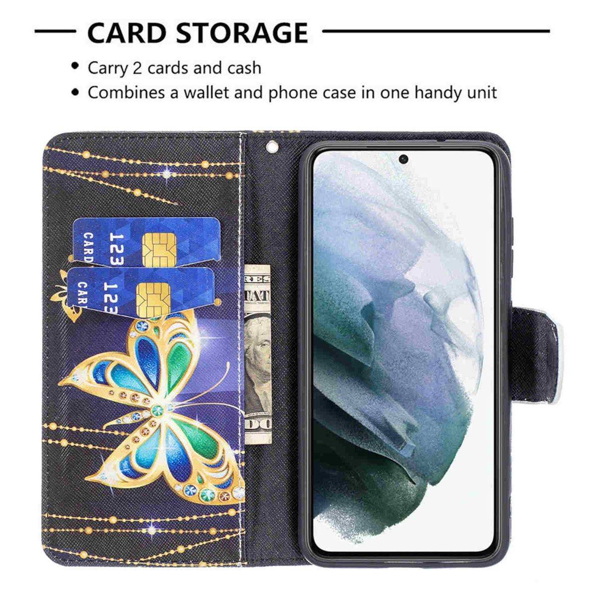 Für Samsung Galaxy S21 FE G990B Kunstleder Handy Tasche Book Motiv 2 Schutz Hülle Case Cover Etui Neu