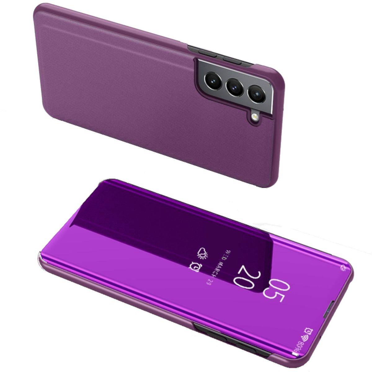 Für Samsung Galaxy S22 Plus 5G Clear View Spiegel Mirror Smartcover Magenta Schutzhülle Cover Etui Tasche Hülle Neu Case Wake UP Funktion