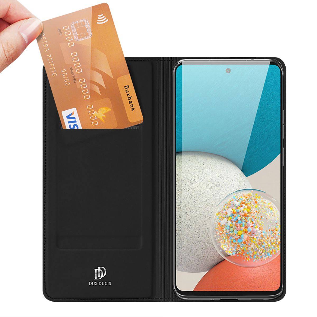 Buch Tasche "Dux Ducis" für SAMSUNG GALAXY A23 5G Handy Hülle Schutzhülle mit Standfunktion, Kartenfach schwarz