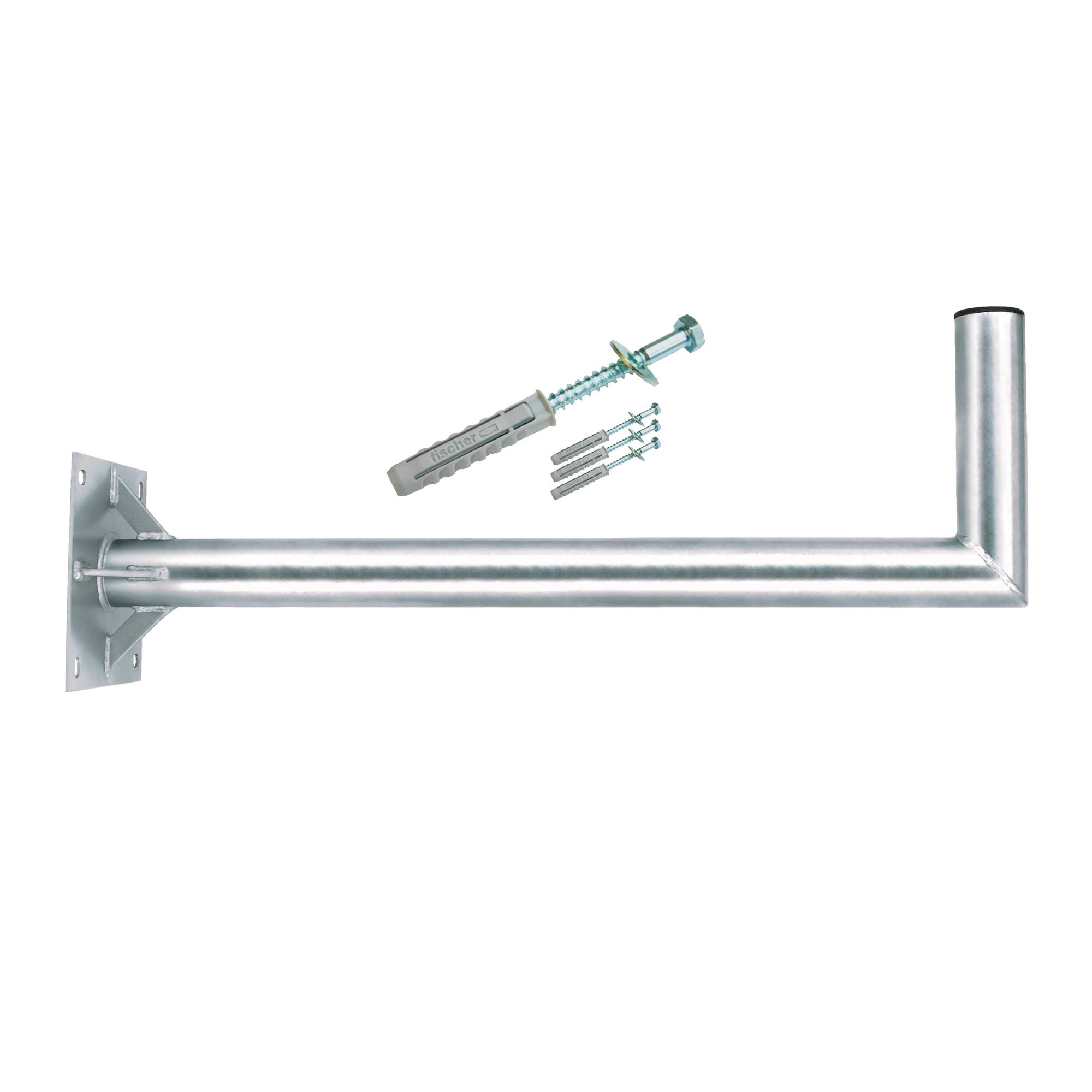 PremiumX 80cm Wandhalter Ø 60mm Stahl SAT Antenne Wand Montage Halter mit Verstrebung inkl. Fischer Schrauben mit Dübel