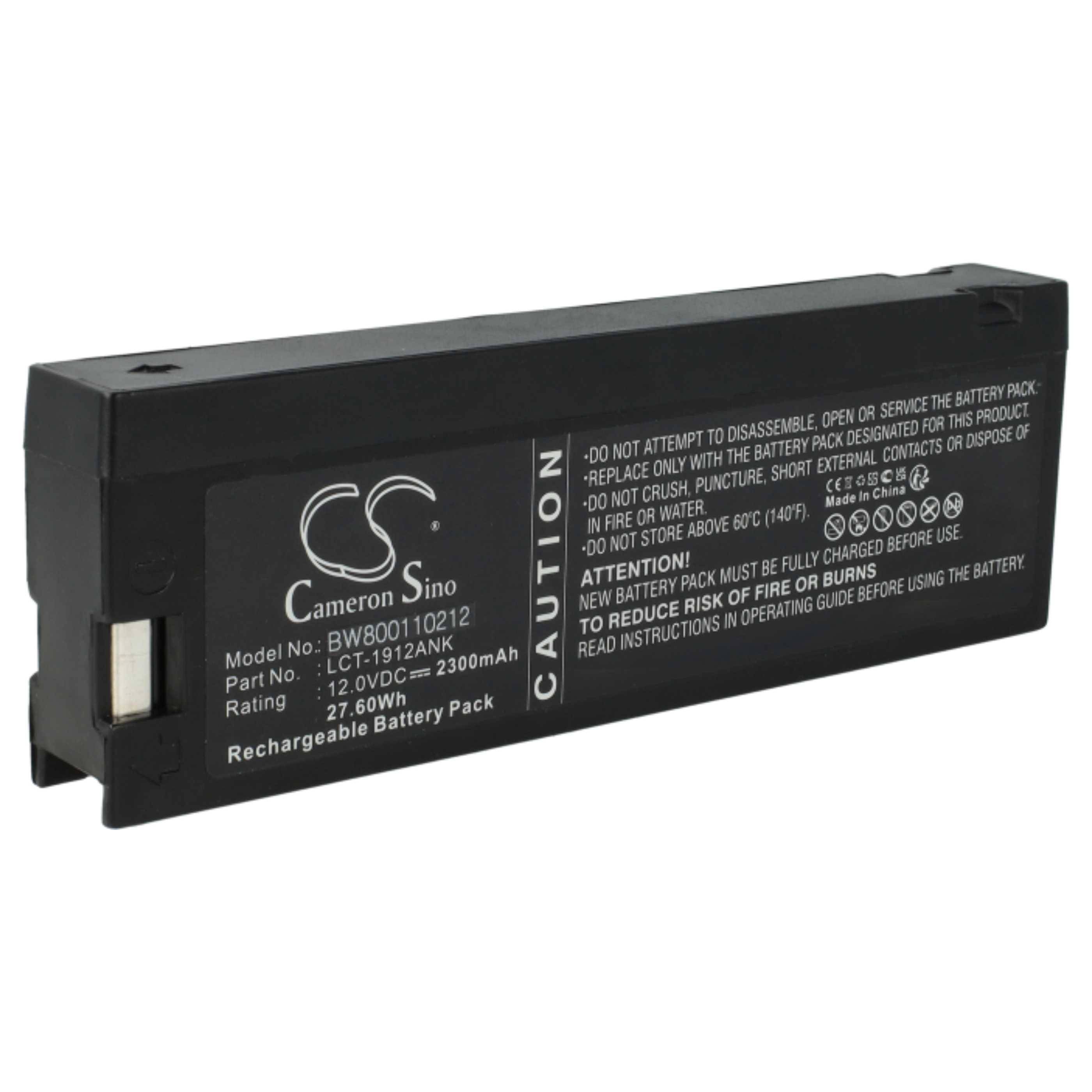 vhbw Akku kompatibel mit Nihon Kohden ECG-9022, ECG-9020P, ECG-9130, ECG-9122P, ECG-9120, ECG-9050 Medizintechnik (2300 mAh, 12 V, AGM)