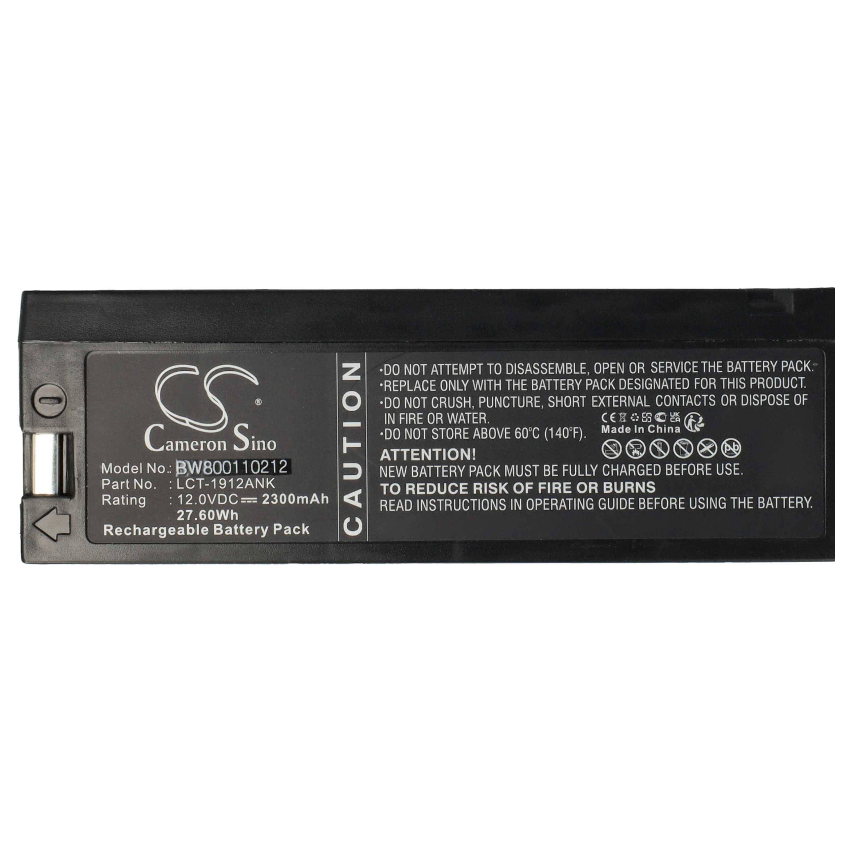 vhbw Akku kompatibel mit Nihon Kohden ECG-9022, ECG-9020P, ECG-9130, ECG-9122P, ECG-9120, ECG-9050 Medizintechnik (2300 mAh, 12 V, AGM)