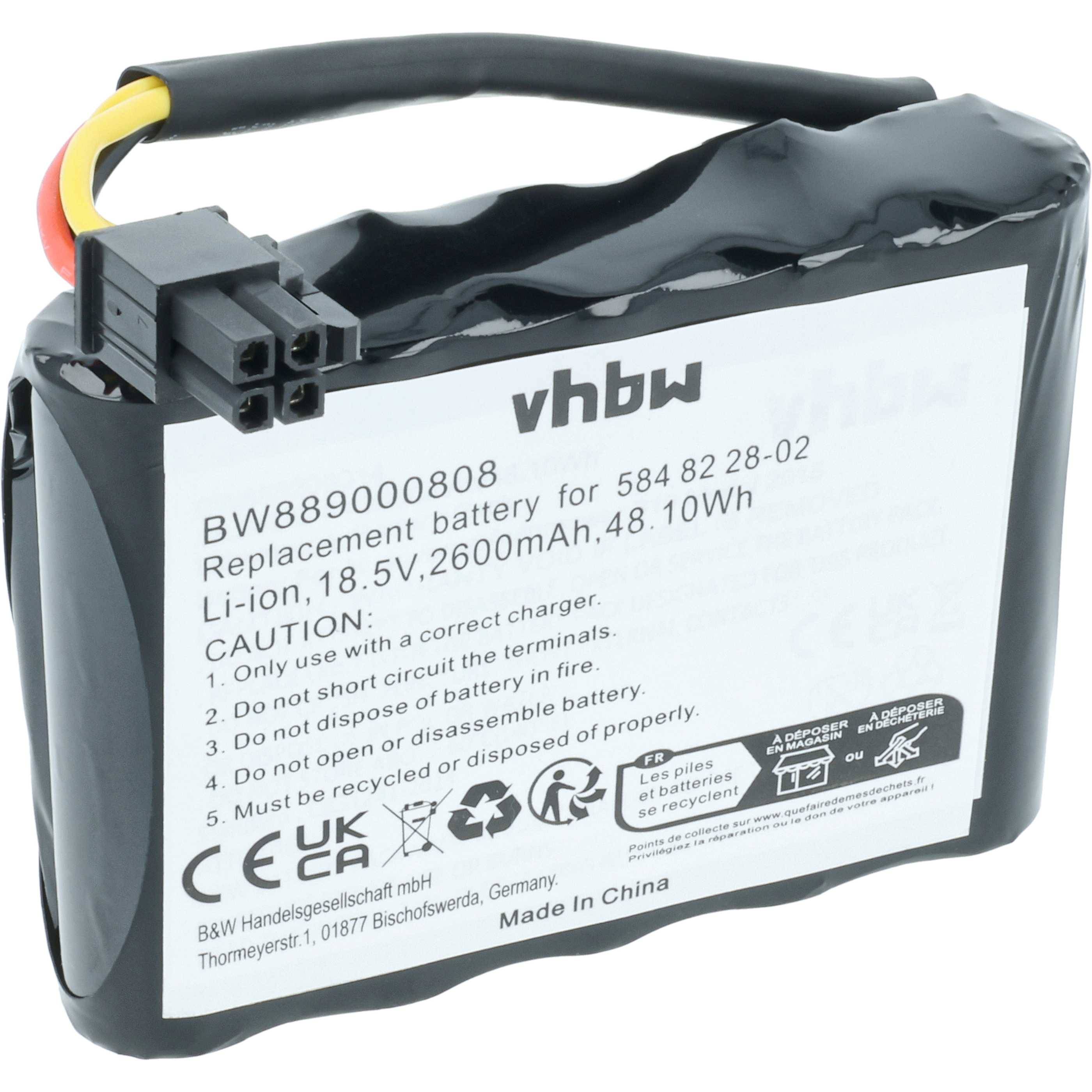 vhbw Akku kompatibel mit Husqvarna Automower 315 (2016), 310 (2017), 315 (2015), 310 (2016), 310 (2015) Rasenmäher (2600mAh, 18,5V, Li-Ion)
