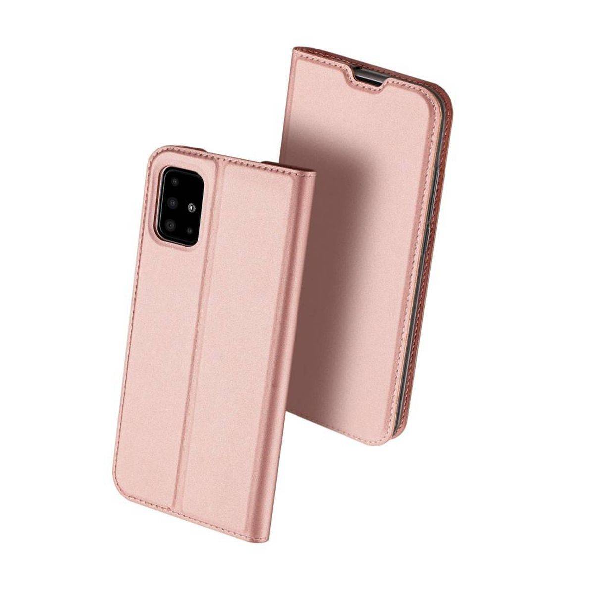 Buch Tasche "Dux Ducis" kompatibel mit SAMSUNG GALAXY M53 5G Handy Hülle Schutzhülle mit Standfunktion, Kartenfach Rose