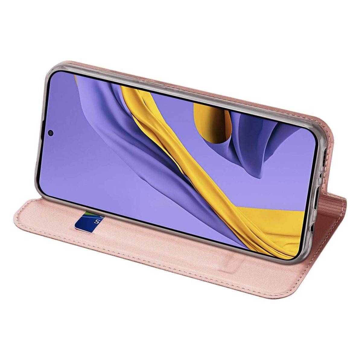 Buch Tasche "Dux Ducis" kompatibel mit SAMSUNG GALAXY M53 5G Handy Hülle Schutzhülle mit Standfunktion, Kartenfach Rose