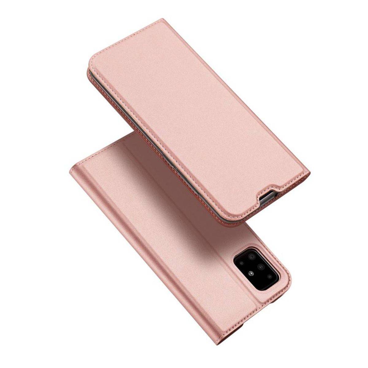 Buch Tasche "Dux Ducis" kompatibel mit SAMSUNG GALAXY M53 5G Handy Hülle Schutzhülle mit Standfunktion, Kartenfach Rose