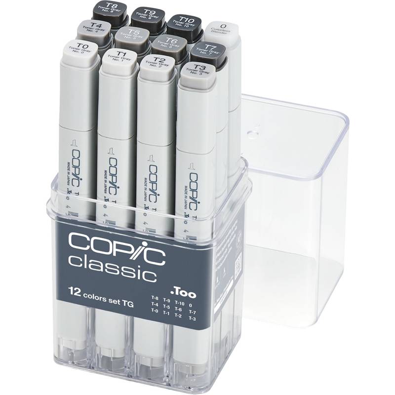 COPIC Marker classic, 12er Grau Set "TG", Toner Grautöne