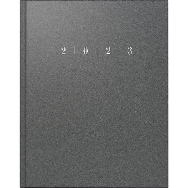 Buchkalender Managerkalender TM 20,5x26cm 1 Woche/2 Seiten Kunstleder Reflection grau 2023