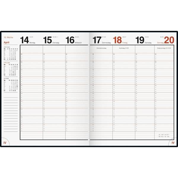 Buchkalender magnum 18,3x24cm 1 Woche/2 Seiten Kunststoff Catana schwarz 2023