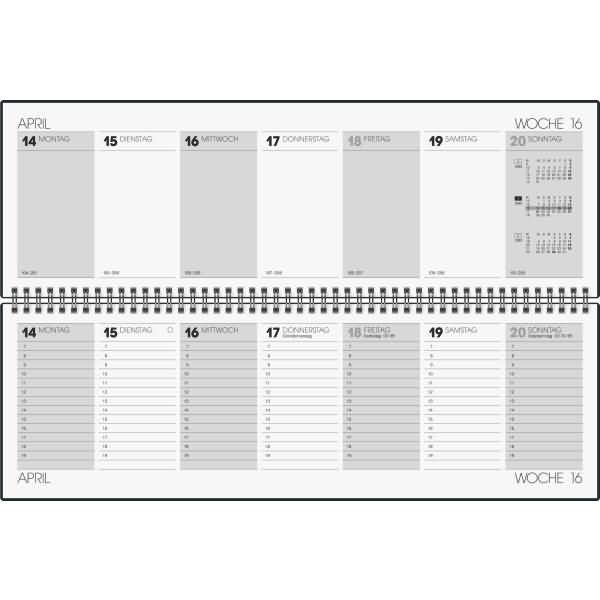Schreibtischquerkalender Futura 5 42x13,7cm Kunststoff schwarz 2023
