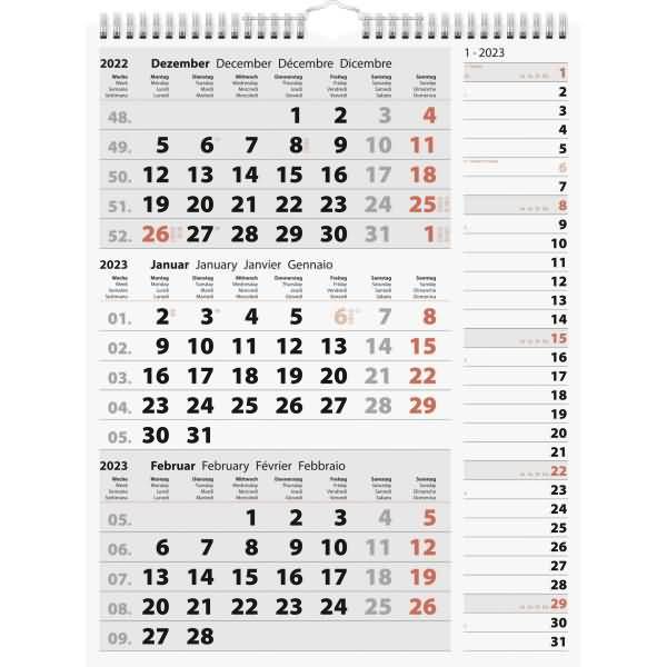 3-Monatskalender Kombi 30x39cm 2023